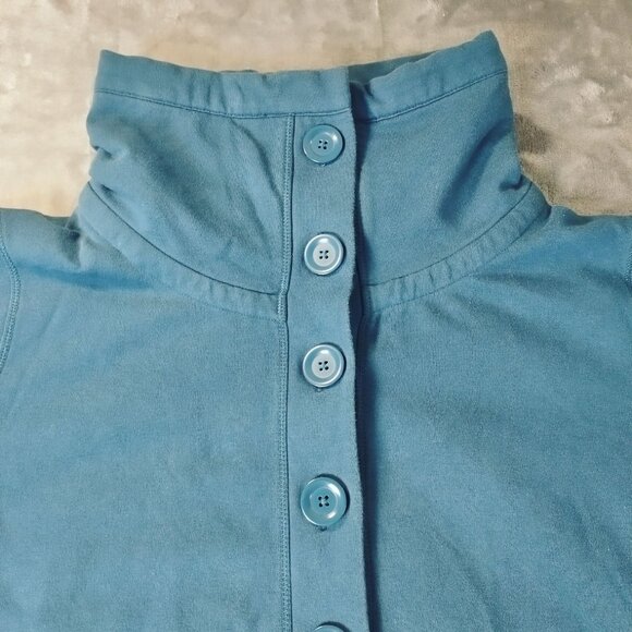 Eddie Bauer‎ Womens XL Blue Button Front Jacket High Neck Casual Layering Winter - Picture 8 of 11